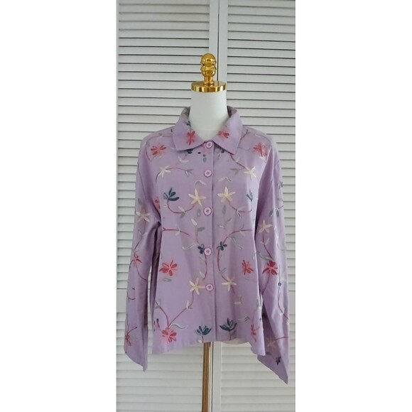 BEA Classics XL Floral Embroidered Long Sleeve Top 100% Cotton Country Cowgirl - Picture 3 of 12
